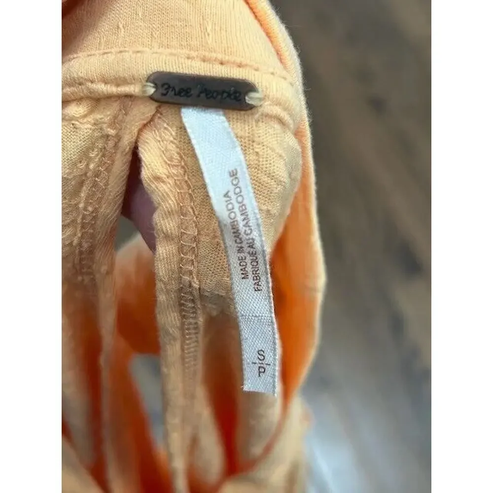 Free People Right On Time Tunic Tank Top High Neck Open Tie Back Orange‎ Small